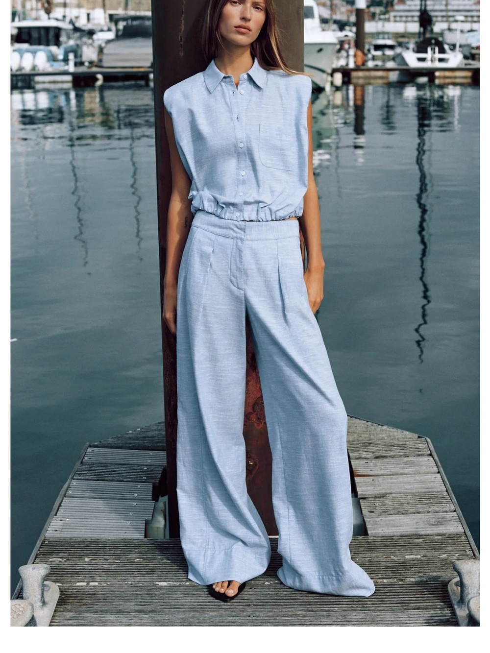 NWT Zara WIDE-LEG LINEN PANTS SIZE S
